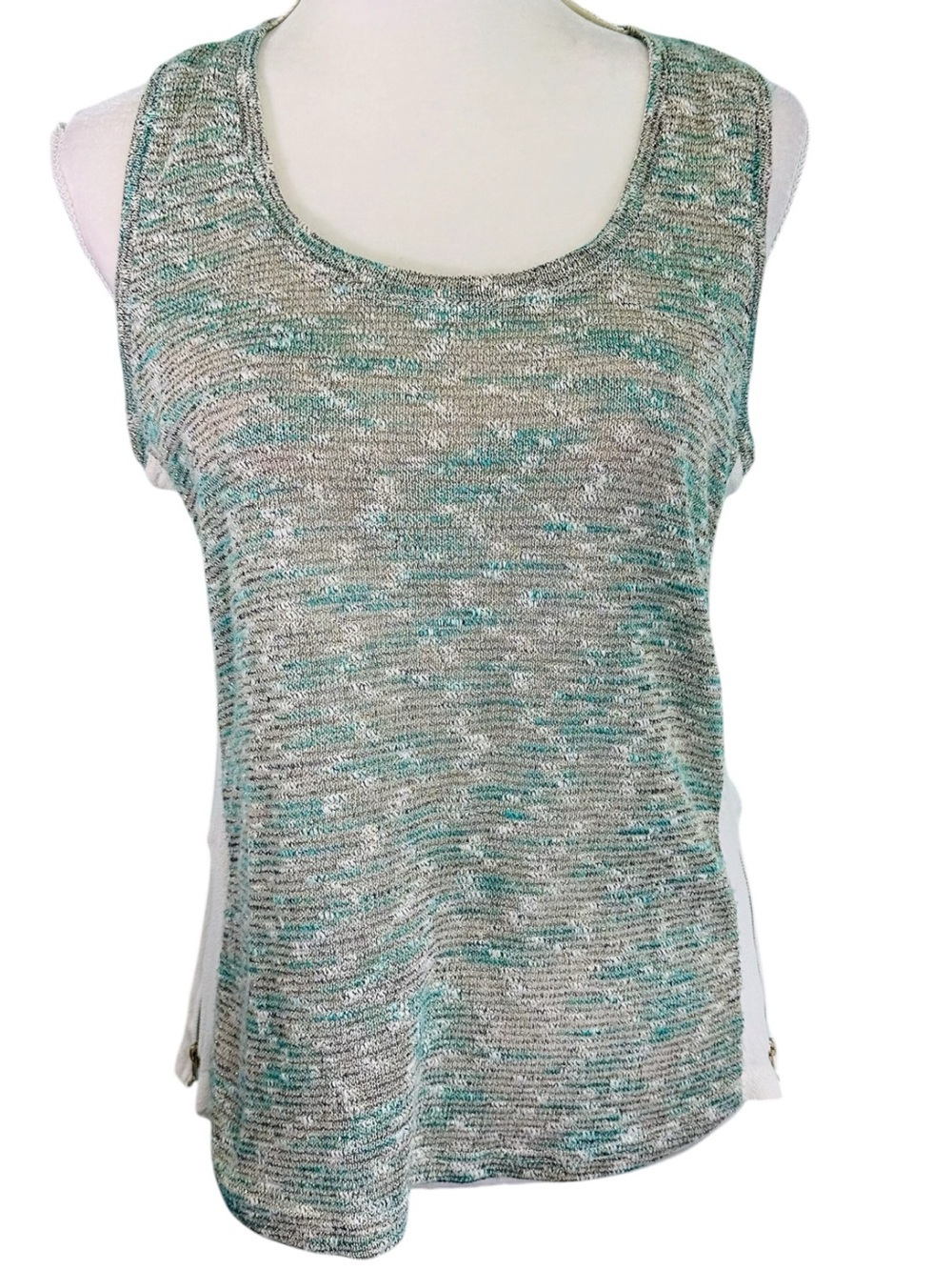 Kut from the Kloth Marled Aqua and Heather Gray Knit Tank Size M